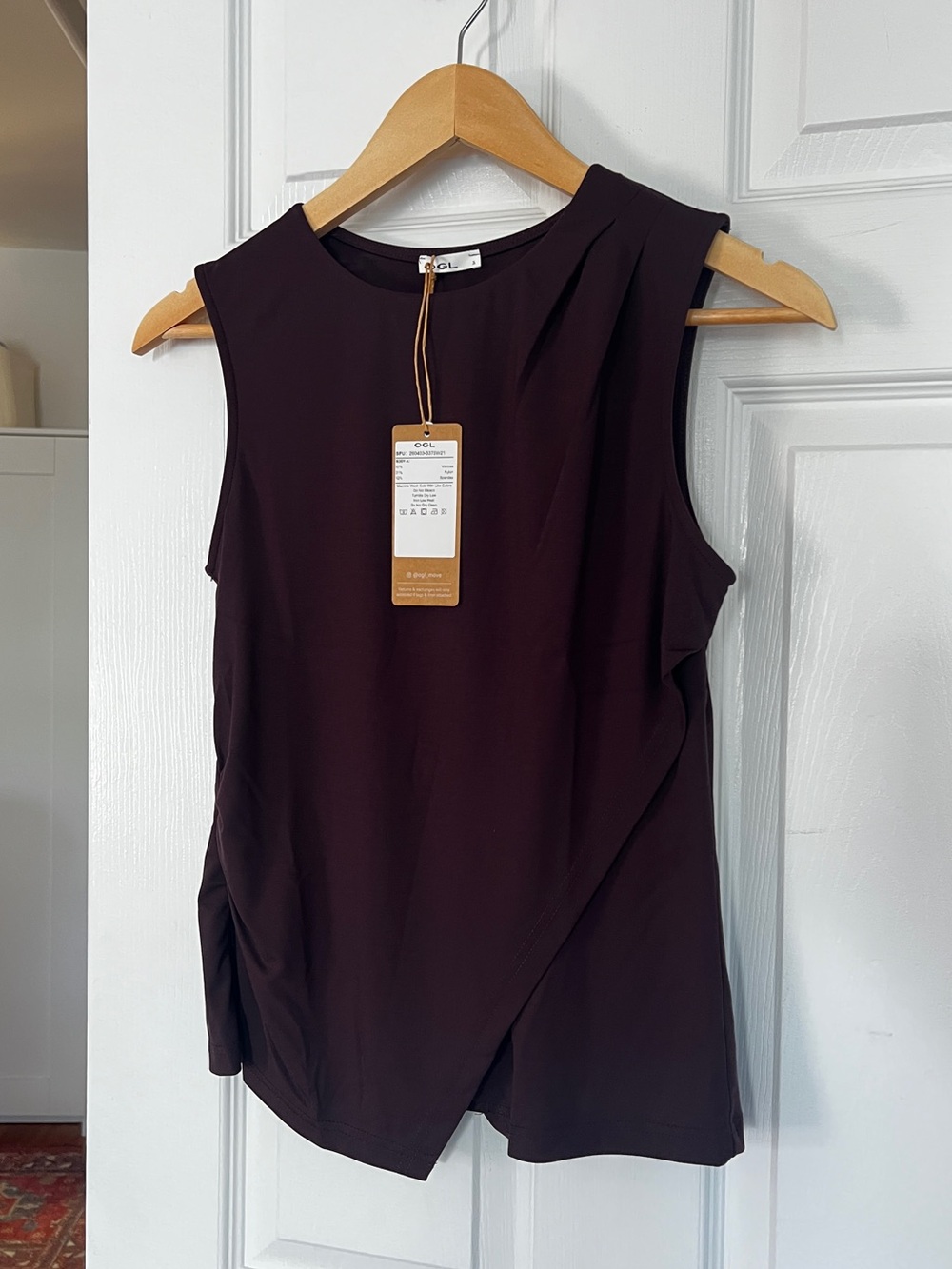 OGL Lyocell Wool Tucked Asymmetrical Hem Top, Purple Gloam, S